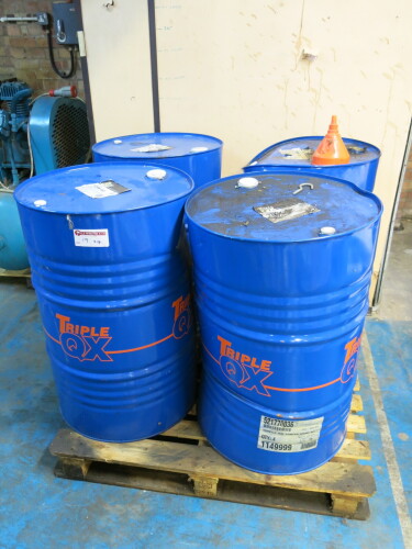 3 x Full Barrels & 1 x Half Barrel of Triple QX Semi-Synthetic 10W-40 Oil. NOTE: quantities as viewed.