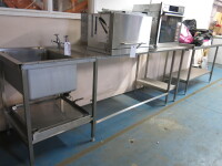 Stainless Steel Sink Unit. Size H92 x W250 x D75cm.