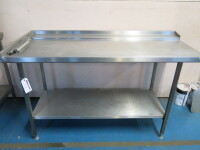 Moffat Stainless Steel Out/In Table for Run Through Dishwasher. Size H92 x W160 x D70cm.