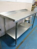 Moffat Stainless Steel Out/In Table for Run Through Dishwasher. Size H92 x W160 x D70cm. - 2