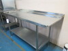 Moffat Stainless Steel Out/In Table for Run Through Dishwasher. Size H92 x W160 x D70cm. - 3