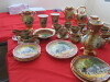 Large Collection of Romany Gypsy 'Waggon Days' Marquis Fine China, Hand Painted Carat Gold, Made in England to Include: - 2