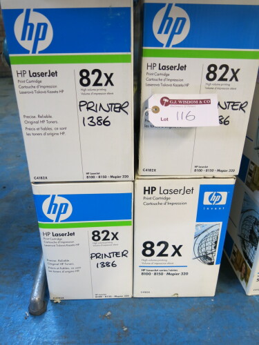 4 x HP LaserJet C4182x Printer Cartridges.