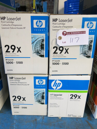 4 x HP LaserJet 29x Printer Cartridges.