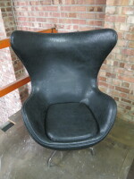 Arnie Jacobsen Style Egg Chair in Black Faux Leather, Model TS-A12.