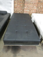 Pavilion Day Bed with Black Faux Leather Mattress on Chrome Frame. Size H42cm x W185cm x D85cm.