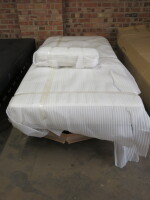 New Pavilion Day Bed with White Faux Leather Mattress & Pillow on Chrome Frame. Size H42cm x W185cm x D85cm.
