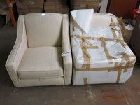 Pair of Armchairs Upholstered in Cream Fabric.