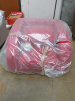 Low Back Armchair Upholstered in Red Fabric.