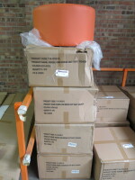10 x Boxed/New Orange Faux Leather Children's Break Out Stool, Diameter 65cm.