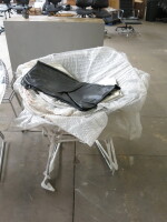 4 x Metal Wire Chairs with 3 x White Back Seat Cover & 1 x Black Back Seat Cover.