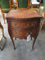 2 Drawer Wooden Bedside Cabinet with Metal Handles. Size H74cm x W48cm x D35cm.