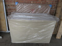 New/Packaged Double Bed Divan with Upholstered Bed Head Board. Size W135cm x D190cm.