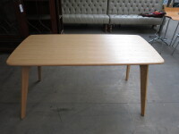 Made Wooden Dining Table, Size H75cm x W150cm x D80cm. NOTE: crack to top (As Viewed/Pictured).