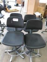 4 x Height Adjustable 3 Lever Draughtsman Chair with Moulded Plastic Seat.