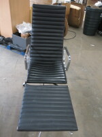 Vitra Eames Style High Back Black Faux Leather Office Chair with Foot Rest. NOTE: condition (As Viewed/Pictured).