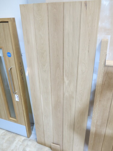 Large Wooden Oak Unfinished Door, Size H227cm x W84cm.