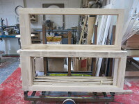 6 x Wooden Blank Glass Panel Doors with Trim, Size H195cm x W79cm. NOTE: requires glass panels.