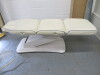 REM Excel Electric 3 Motor Beauticians Adjustable Treatment Chair/Couch Upholstered in White Vinyl and Comes with Controller, S/N 000184. NOTE: condition as viewed/pictured. - 2