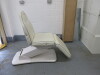 REM Excel Electric 3 Motor Beauticians Adjustable Treatment Chair/Couch Upholstered in White Vinyl and Comes with Controller, S/N 000182. NOTE: condition as viewed/pictured. - 4