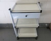 Mobile 3 Shelf & 1 Drawer Beauticians Trolley In White. Size H90cm x W65cm x D45cm.