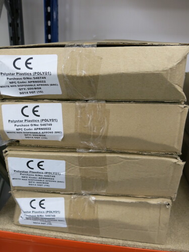 4 x Boxes of 600 White Polystar Plastics NHS Disposable Aprons (APRN0022).