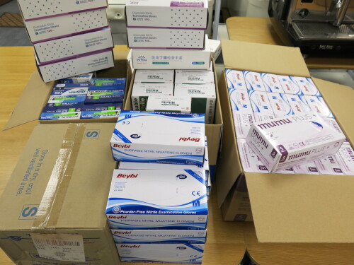 Approx 60 x Boxes of 100pcs Assorted Size & Brand Examination Gloves.