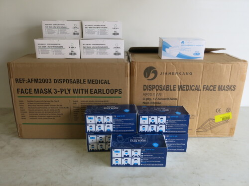 91 x Boxes of 50pcs Assorted Size & Brand Disposable Medical Face Mask 3-Ply with Ear Loops.