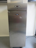 Foster Stainless Steel Single Door Upright Fridge, Model PSG600LA, S/N ES156721. Comes with 4 Shelves. Size H209cm x W70cm x D80cm.