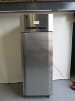 Precision Stainless Steel Single Door Upright Gastronorm Fridge, Model MPT601SS. Size H198cm x W70cm x D82cm.