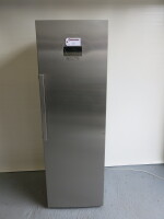 Grundig Stainless Steel Single Door Upright Larder Fridge, model GSN10720X. Size H1785cm x W60cm x D61cm.