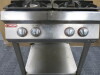 Angelopo 4 Burner Gas Range on Mobile Stainless Steel Base with Shelf Under. Size H95cm x W70cm x D75cm. NOT VAT ON LOT. - 4