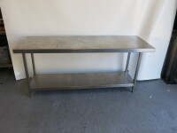 Stainless Steel Prep Table with Shelf Under, Size H78cm x W180cm x D61cm.