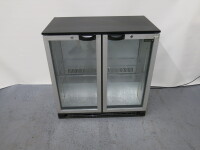 Interlevin Tefcold Glass 2 Door Back Bar Display Bottle Chiller, Model BA20H/ALU. Size H90cm x W90cm x D50cm.