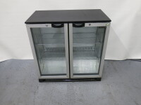 Interlevin Tefcold Glass 2 Door Back Bar Display Bottle Chiller, Model BA20H/ALU. Size H90cm x W90cm x D50cm.