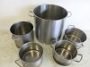 5 x Assorted Sized Stock Pots. NOTE: no lids. - 2