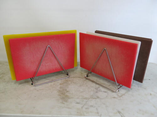 8 x Assorted Sized Chopping Boards with 2 x Chopping Board Stands.