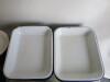 Approx 390 x Enamel White & Blue Metal Plates & Roasting/Pie Dishes to Include: 120 x 24cm Plates, 210 x 22cm Plates, 38 x 37cm Roasting/Pie Dishes & 21 x 29cm Roasting/Pie Dishes. - 5