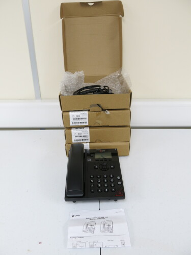 4 x Boxed/Used Polycom IP Desktop Telephone Handsets, Model WX150.