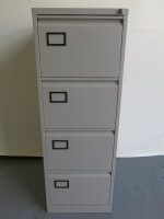 Light Grey 4 Drawer Metal Filing Cabinet with Key. Size H123 x W47 x D63cm.
