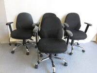 4 x Office Furniture Online Fully Loaded Comfort Ergo 4 Lever Operator Chair with Lumbar Support & Upholstered in Black Sack Cloth.