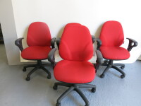4 x Office Furniture Online Comfort Ergo 2 Lever Operator Chair Upholstered in Red Sack Cloth.