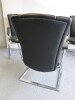 3 x Black Leather Canterlever Meeting Chairs on Chrome Frame in Art Deco Style. - 3