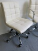 2 x Cream Faux Leather Swivel Chairs on Chrome Frame. - 3