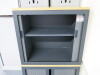 2 x Dark Grey with Wood Top Tambour Cabinets. Size H73 x W80 x D47cm. - 3