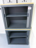 2 x Dark Grey with Wood Top Tambour Cabinets. Size H73 x W80 x D47cm. - 4