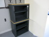 2 x Dark Grey with Wood Top Tambour Cabinets. Size H73 x W80 x D47cm. - 5