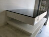 White High Gloss Rectangular Coffee Table with Drawer Either Side & Glass Top. Size H36cm x W120cm x D70cm. - 2