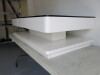 White High Gloss Rectangular Coffee Table with Drawer Either Side & Glass Top. Size H36cm x W120cm x D70cm. - 3