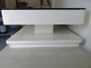 White High Gloss Rectangular Coffee Table with Drawer Either Side & Glass Top. Size H36cm x W120cm x D70cm. - 4